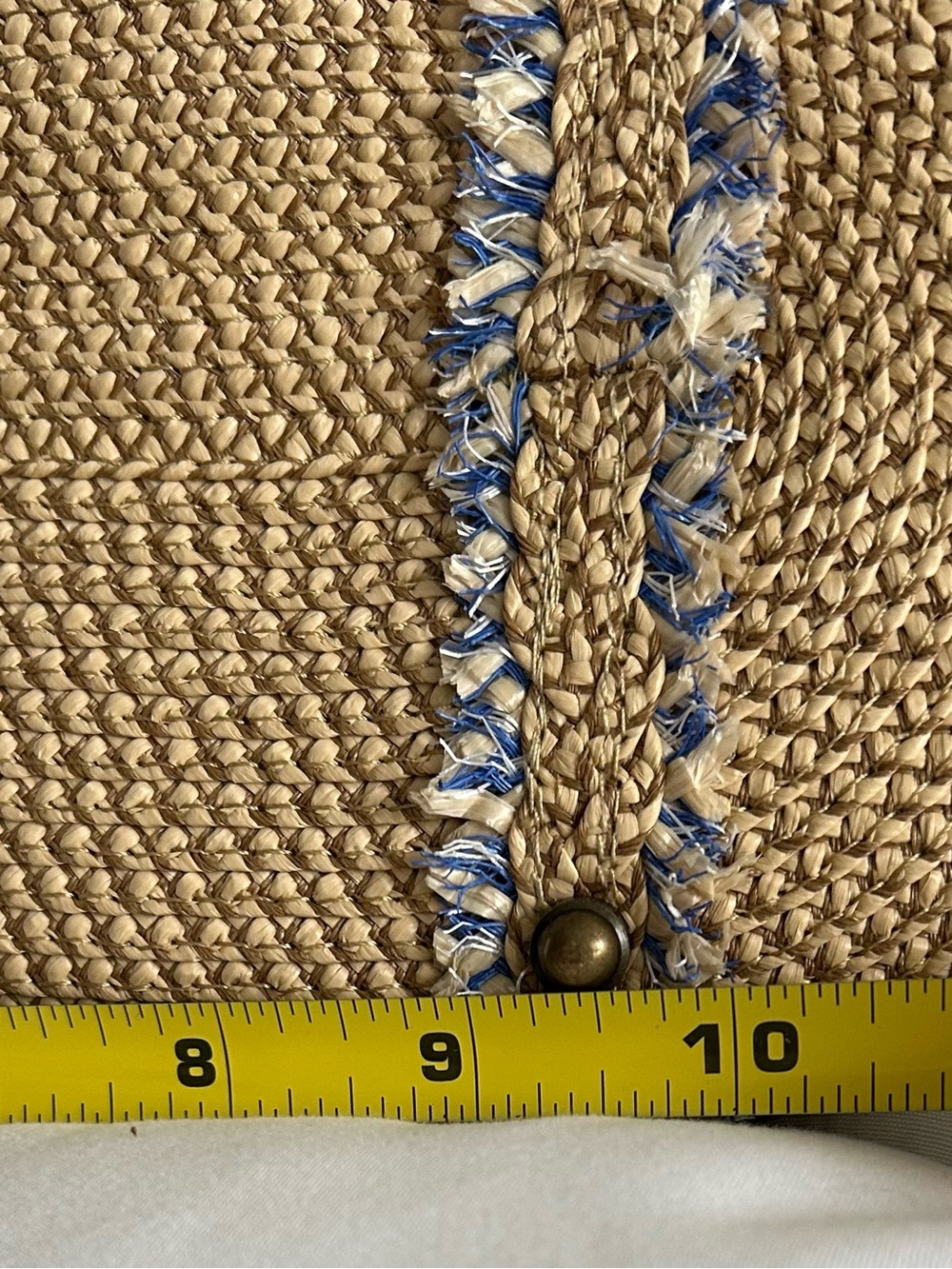 Eric Javits Natural Straw Tote with Blue Trim - Picture 9 of 10